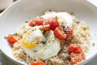 Healthy Quinoa Power Bowl with Eggs and Roasted Tomatoes