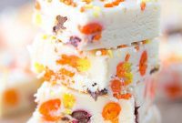 Decadent White Chocolate Fudge with Candy Corn & M&M’s