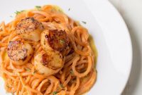 Smoky Seared Scallops with Sweet Potato Ribbons