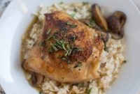 Savory One-Pan Chicken, Mushroom & Cauliflower Rice Skillet