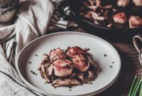 Seared Scallops with Crispy Bacon, Savory Mushrooms, and Fresh Chives