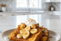 Indulgent Bananas Foster French Toast with Bourbon Caramel Haze
