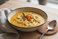 Vegetarian Tortellini Soup with Roasted Butternut Squash and Sage