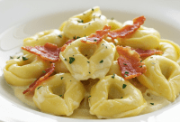 Creamy Tortellini Crispy Prosciutto Perfection