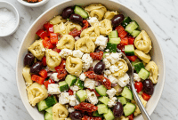 Mediterranean Tortellini Salad with Sun-Kissed Tomato Pesto