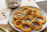 Irresistible Spicy Maple-Miso Delicata Rings
