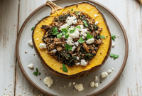 Lemon Kissed Vegetarian Stuffed Acorn Squash