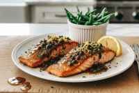 Golden Pan-Seared Salmon with Zesty Brown Butter Caper Sauce