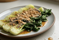 Golden Miso Bok Choy with Zesty Ginger Garlic