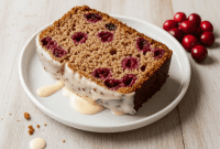Golden Vanilla Cranberry Loaf with Brown Butter Glaze