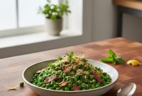 Pancetta-Crisped Sweet Peas with Zesty Lemon-Mint Gremolata