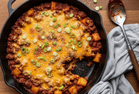 One-Pan Gochujang Beef with Cheesy Golden Potatoes