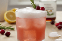 The Perfect Holiday Rosemary Cranberry Whiskey Sour