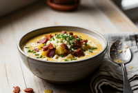 Homestyle Creamy Potato Soup with Deeply Caramelized Onions