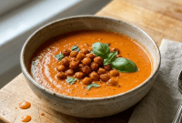 Hearty Vegan Tomato Soup with Roasted Red Peppers and Chickpeas