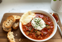 Cozy Pizza Soup with a Dreamy Ricotta Cloud