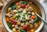 Satisfying Turkey Pasta Soup with Zesty Sun-Dried Tomatoes