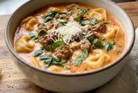 Ultimate Cheese Tortellini Soup with Sausage and Peppers