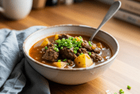 Smoked Sausage and Ground Beef Potato Chowder
