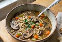Earthy Mushroom Barley Soup with a Sherry Elegance