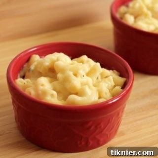 Savory Rosemary Macaroni & Cheese, garnished with fresh rosemary