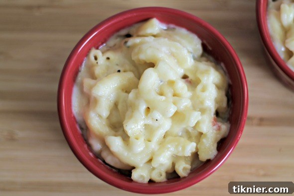 Another angle of Savory Rosemary Macaroni & Cheese, inviting and delicious