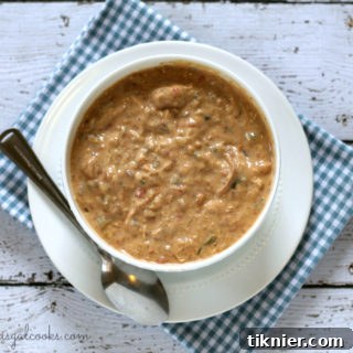 Mexican Style Crockpot Creamy Chicken Soup with fresh garnishes.