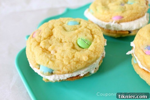 Easter Cake Mix Cookies with Cheesecake Filling - Easy Dessert