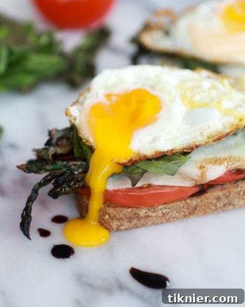 Gourmet Roasted Asparagus Caprese Melts with Fried Egg