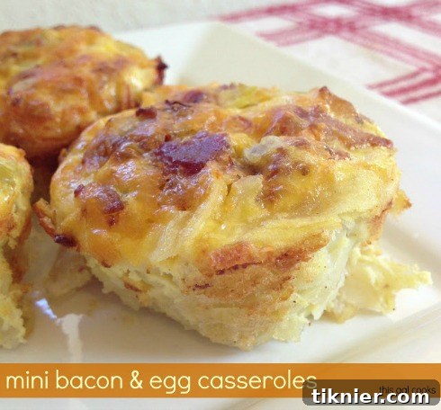 Delicious mini bacon and egg casseroles, perfect for breakfast prep.