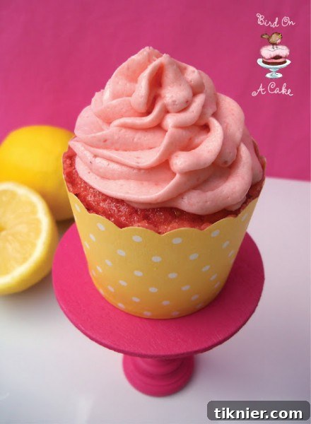Delicious Strawberry Lemonade Cupcakes from Bird on a Cake