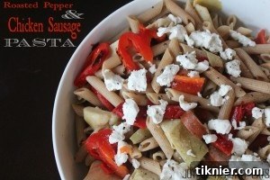 Healthy Roasted Pepper and Chicken Sausage Pasta