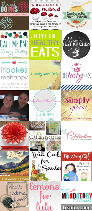 Collage of blog logos from participating lifestyle and food bloggers offering diverse content.