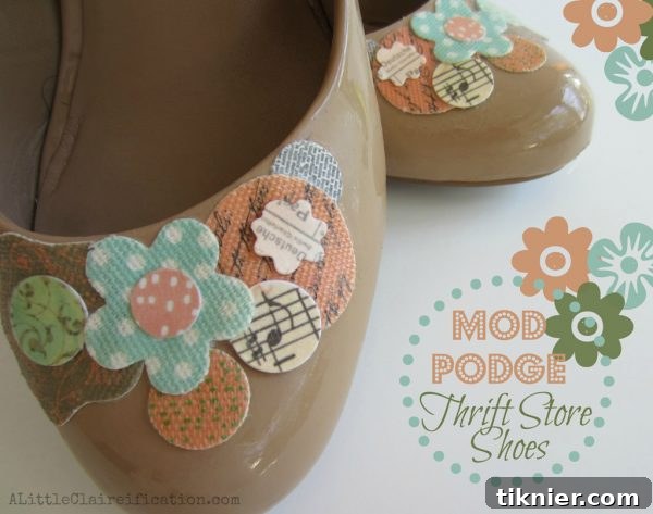 Creative DIY Mod Podge Shoes from Thrift Store Finds