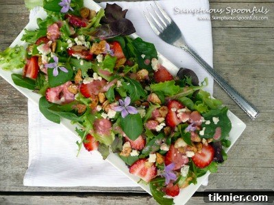 Marvelous Mondays #49: Link Up, Get Featured 5 Strawberry Almond Salad with Wild Violets from Sumptuous Spoonfuls - Fresh Salad Recipe