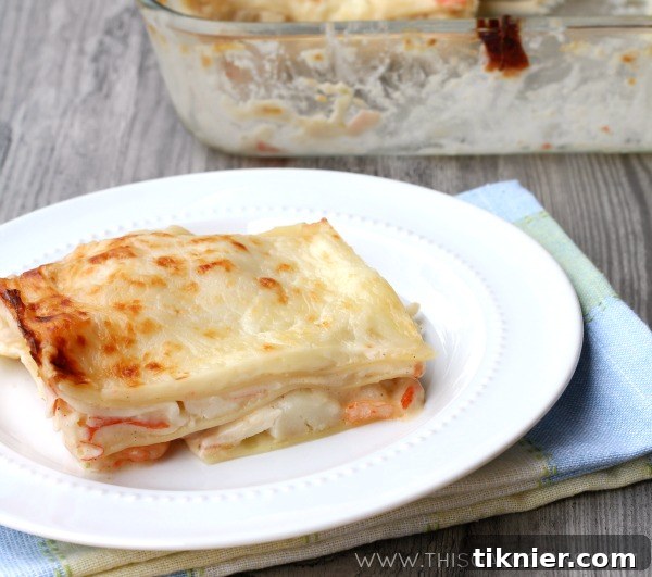 Finished Seafood Lasagna ready to serve