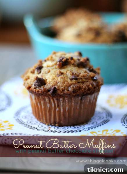 Fluffy Peanut Butter Muffins with Peanut Butter Chocolate Streusel topping