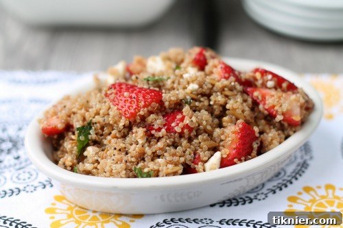 Strawberry Quinoa Salad recipe with fresh, healthy ingredients