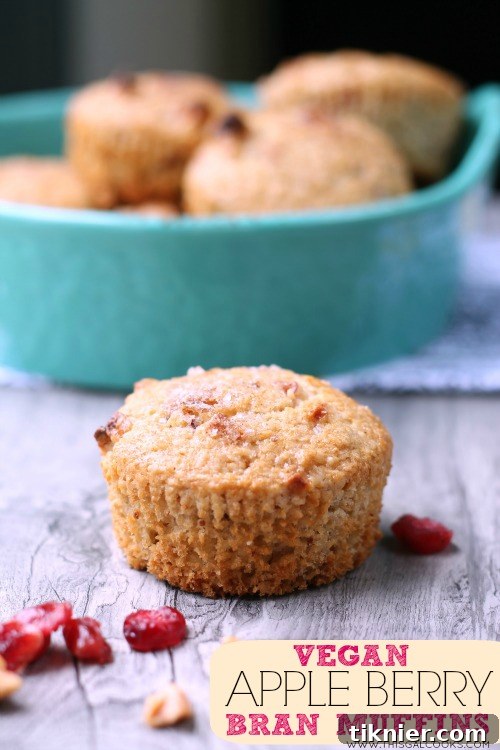Delicious and healthy Vegan Apple Berry Bran Muffins, a perfect plant-based breakfast from This Gal Cooks.