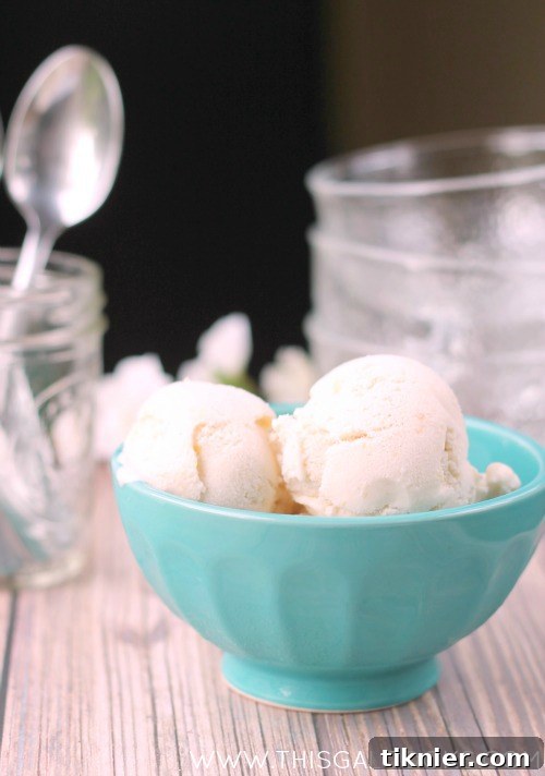 Close-up of Dairy-Free Vanilla Peach Ice Cream with fresh peaches