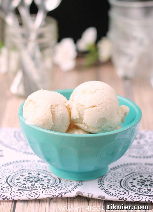 Vanilla Peach Nondairy Delight 7 Scoops of Dairy-Free Vanilla Peach Ice Cream
