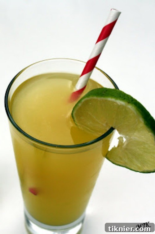 Tropical Hawaiian Cocktail with fruit garnish