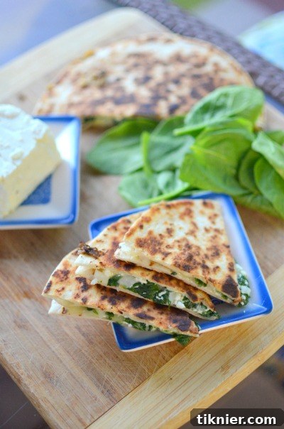 Savory Spinach and Feta Quesadillas