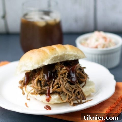 Finished Crockpot BBQ Beef Sandwich on a plate