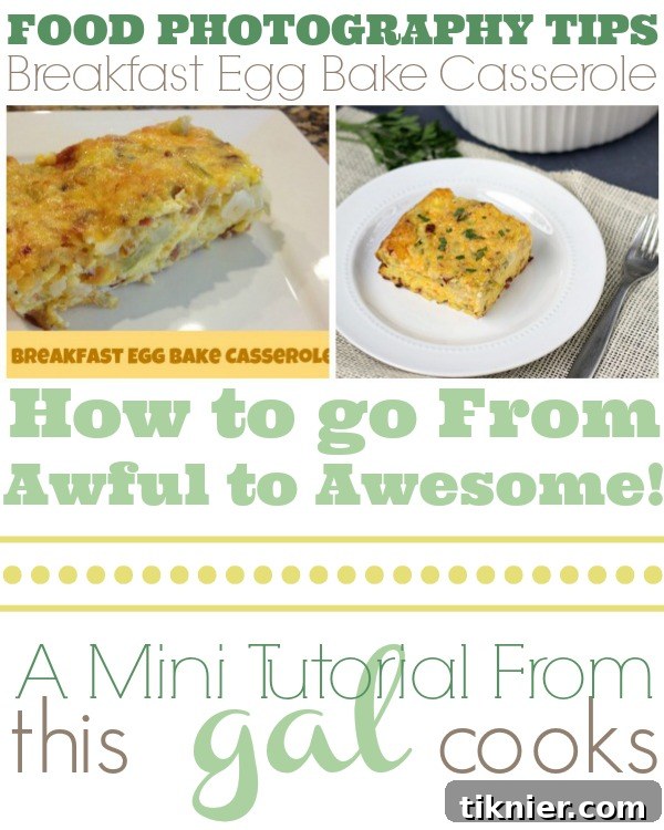Stunning Food Photography Tips: Breakfast Egg Bake Casserole captured with natural light and professional editing techniques.