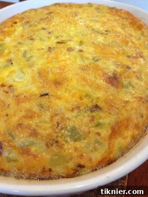 Unappealing Food Photo: Breakfast Egg Bake Casserole. Lack of focus and poor lighting make the dish look inedible.