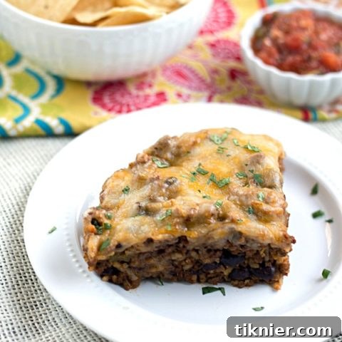 Quick & Easy Cheesy Taco Casserole with melted cheese and fresh cilantro