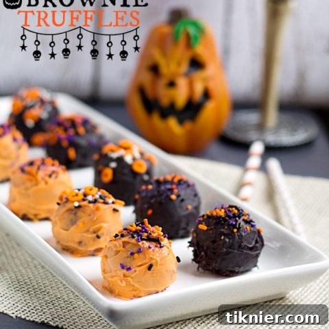 Delicious Halloween Brownie Truffles with spooky sprinkles