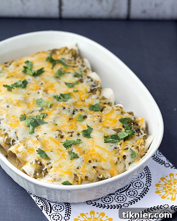 Green Sauce Chicken Enchiladas are a quick and easy, cheesy Mexican style dinner recipe that you will love! | This Gal Cooks