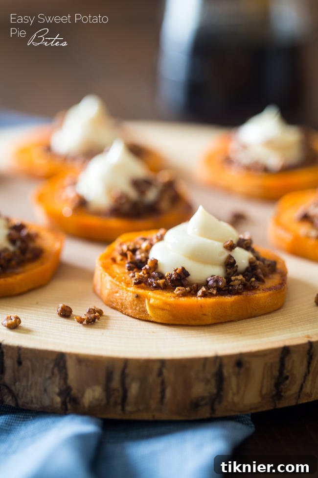Sweet and savory Roasted Sweet Potato Pie Bites, a unique and easy holiday appetizer idea.